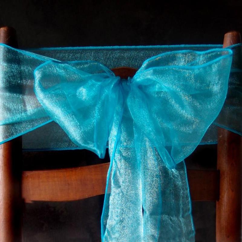 CLOSEOUT Turquoise Organza Chair Sashes (9FT, 10 PACK) - Luna Bazaar | Boho & Vintage Style Decor