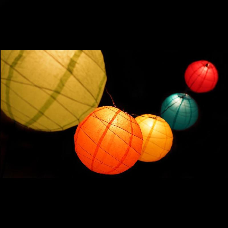 12&quot; Cinco de Mayo / Fiesta Crisscross Ribbing Paper Lantern String Light for Parties, Birthdays or any occasion(31 FT) - Luna Bazaar | Boho &amp; Vintage Style Decor