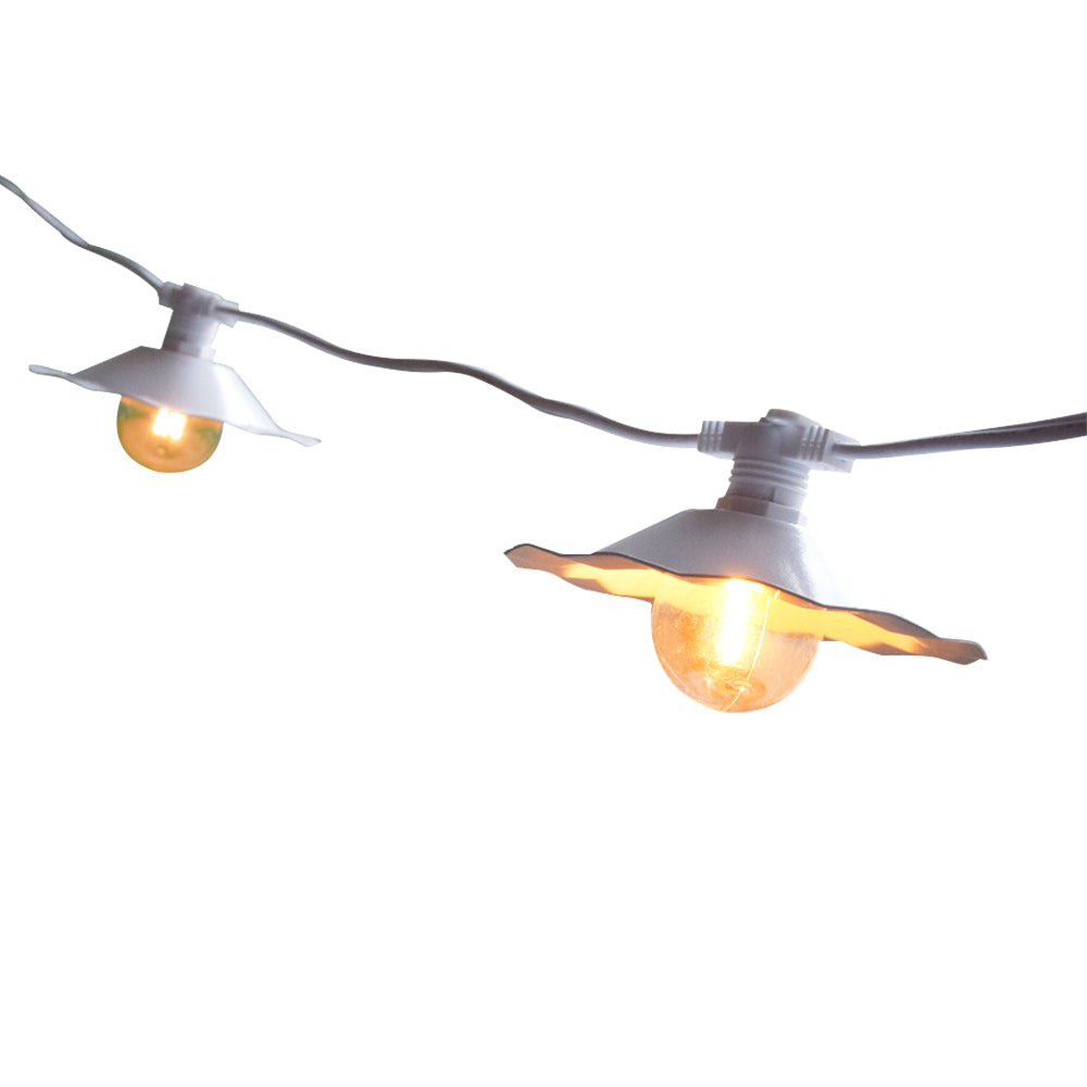 Scallop Patio Metal Light Bulb Shade for Outdoor Commercial String Lights, E12, White - Luna Bazaar | Boho &amp; Vintage Style Decor