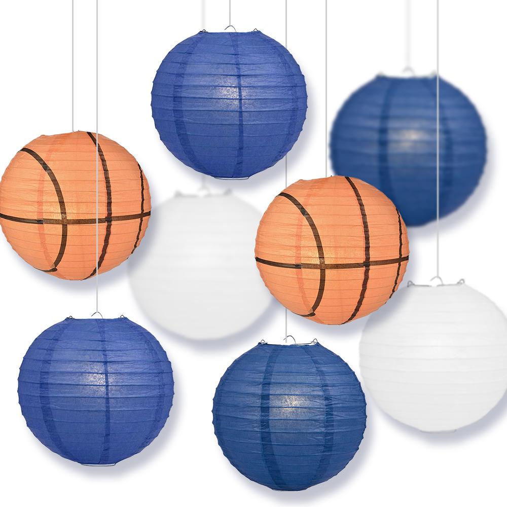 South Carolina College Basketball Dark Blue, Navy Blue, White 14-inch Paper Lanterns 8pc Combo Party Pack - Luna Bazaar | Boho &amp; Vintage Style Decor