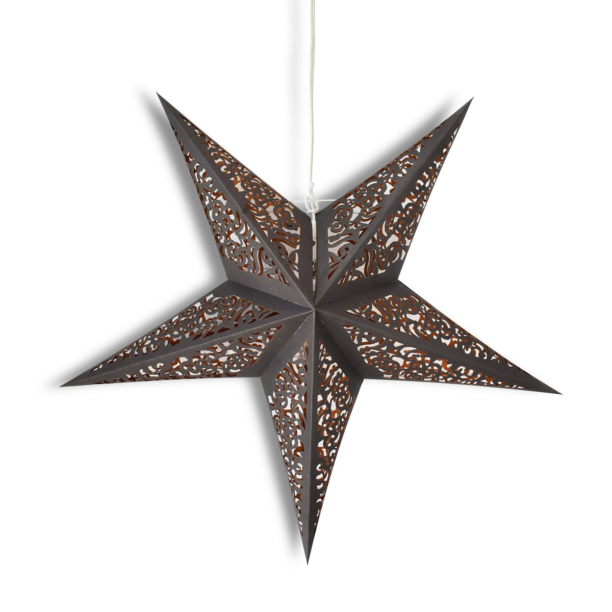 3-PACK + Cord | 24&quot; Black / Gold Moroccan Glitter Paper Star Lantern and Lamp Cord Hanging Decoration - LunaBazaar.com - Discover. Decorate. Celebrate.