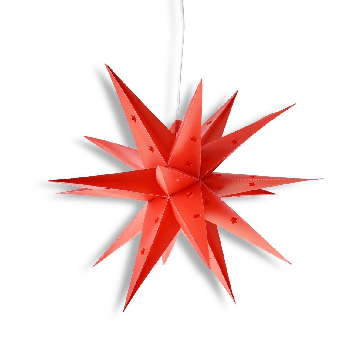 LANTERN + CORD + BULB | 20&quot; Red Moravian Weatherproof Star Lantern Lamp, Multi-Point Hanging Decoration - LunaBazaar - Discover. Decorate. Celebrate.