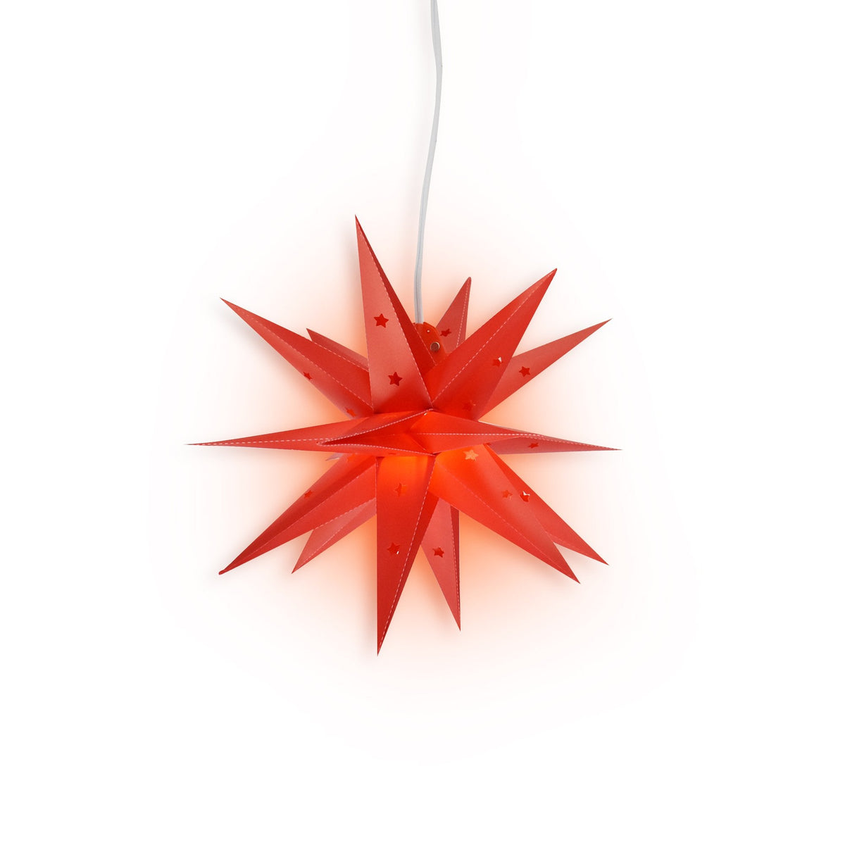 LANTERN + CORD + BULB | 16&quot; Red Moravian Weatherproof Star Lantern Lamp, Multi-Point Hanging Decoration - LunaBazaar - Discover. Decorate. Celebrate.