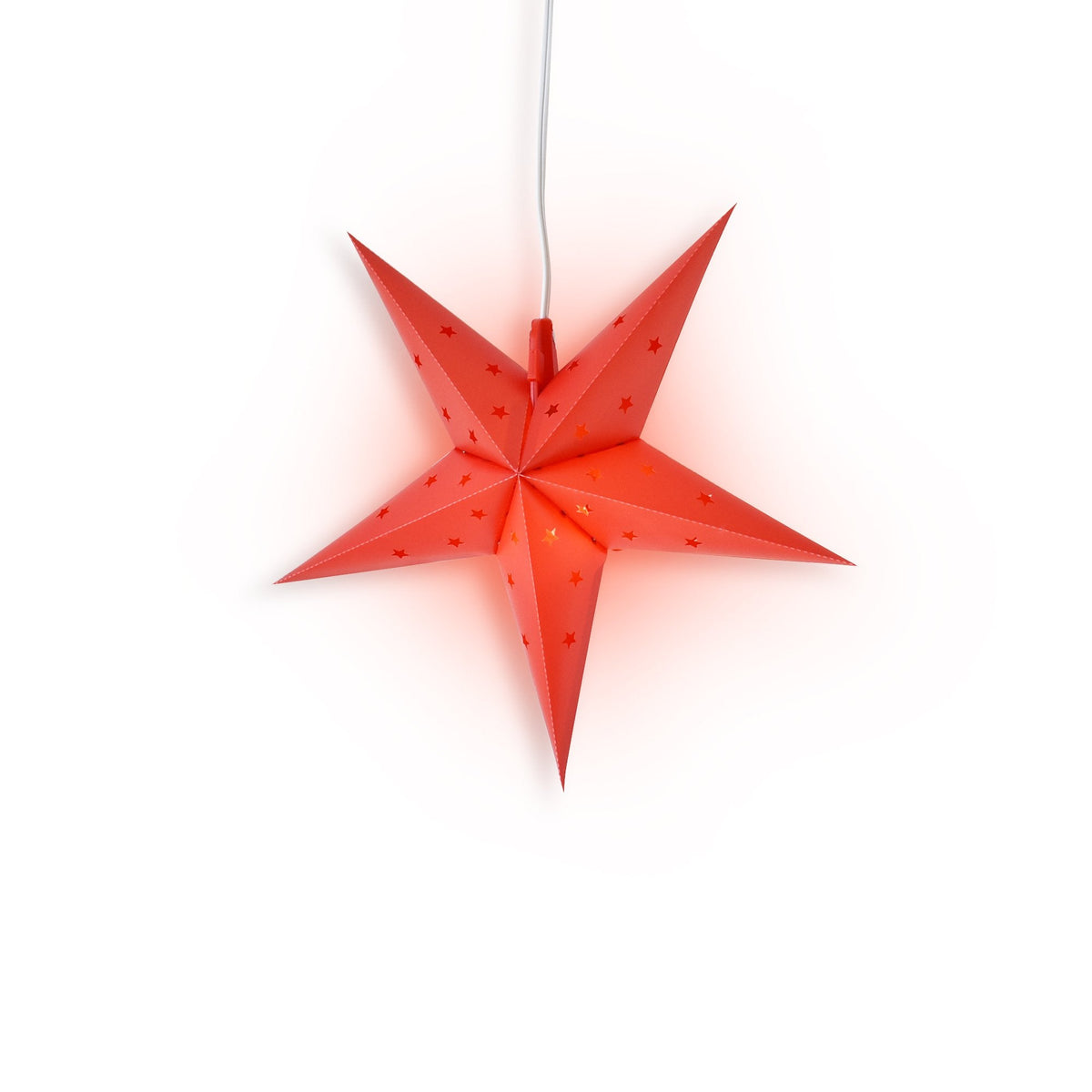 LANTERN + CORD + BULB | 16&quot; Red Weatherproof Star Lantern Lamp, Hanging Decoration - LunaBazaar - Discover. Decorate. Celebrate.