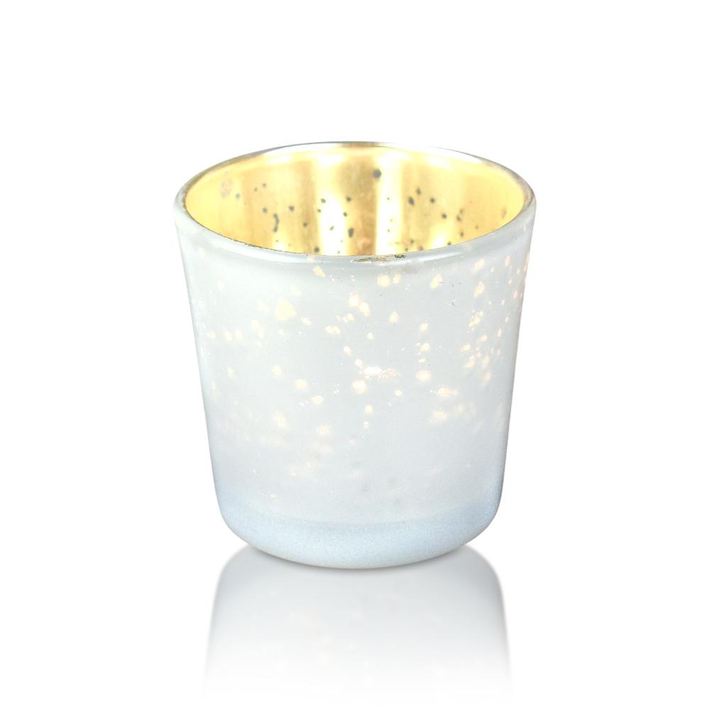 Lila Mercury Glass Candle Holder - Pearl White For Use with Tea Lights - Home Decor, Parties and Wedding Decorations - Mercury Glass Votive Holders - Luna Bazaar | Boho &amp; Vintage Style Decor