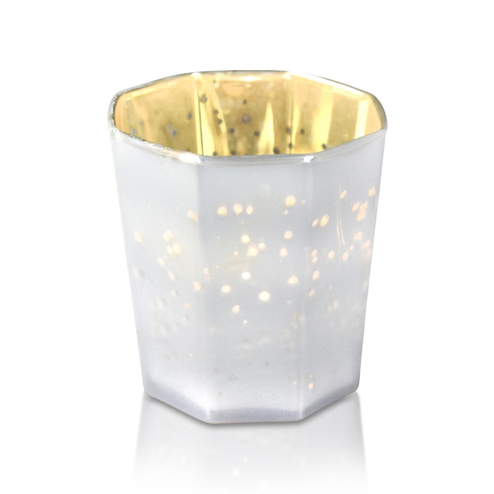 Patricia Mercury Glass Tealight Holder - Pearl White For Use with Tea Lights - For Home Decor, Parties and Wedding Decorations - Luna Bazaar | Boho &amp; Vintage Style Decor