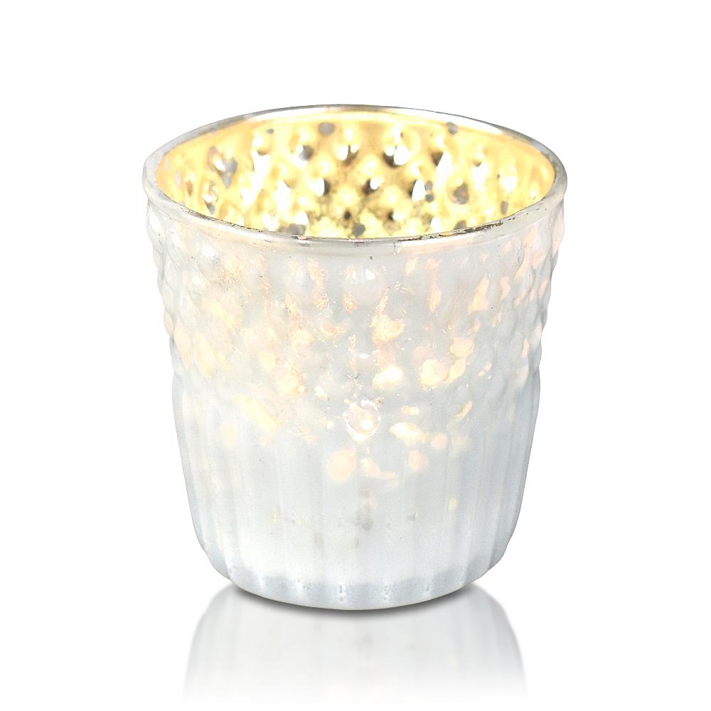Ophelia Mercury Glass Tealight Holder - Pearl White For Use with Tea Lights - For Home Decor, Parties and Wedding Decorations - Luna Bazaar | Boho &amp; Vintage Style Decor