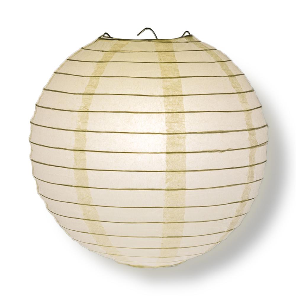100-Pack 4 Inch Beige / Ivory Parallel Ribbing Round Paper Lanterns - Luna Bazaar | Boho &amp; Vintage Style Decor