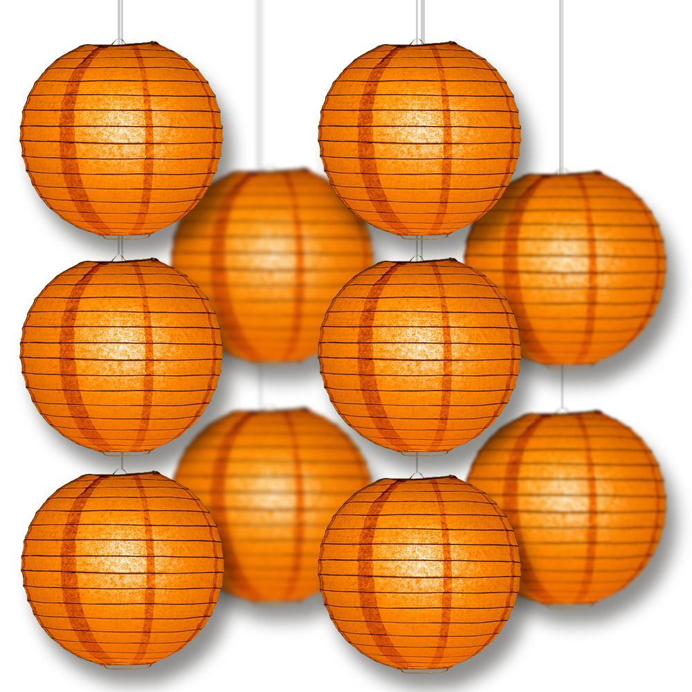 5-Pack 24 Inch Persimmon Orange Parallel Ribbing Round Paper Lantern - Luna Bazaar | Boho &amp; Vintage Style Decor
