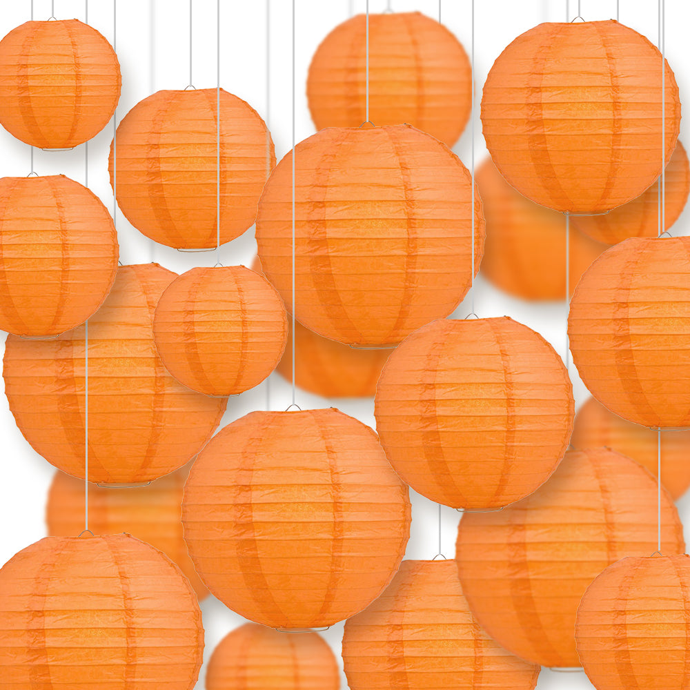 Ultimate 20pc Persimmon Orange Paper Lantern Party Pack - Assorted Sizes of 6, 8, 10, 12 - Luna Bazaar | Boho &amp; Vintage Style Decor