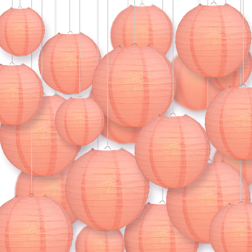 Ultimate 20pc Roseate Pink Paper Lantern Party Pack - Assorted Sizes of 6, 8, 10, 12 - Luna Bazaar | Boho &amp; Vintage Style Decor
