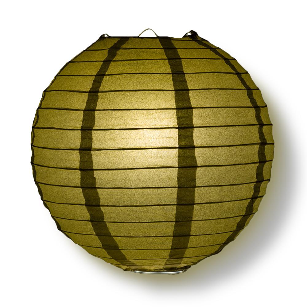 30 Inch Gold Jumbo Parallel Ribbing Round Paper Lantern - Luna Bazaar | Boho &amp; Vintage Style Decor