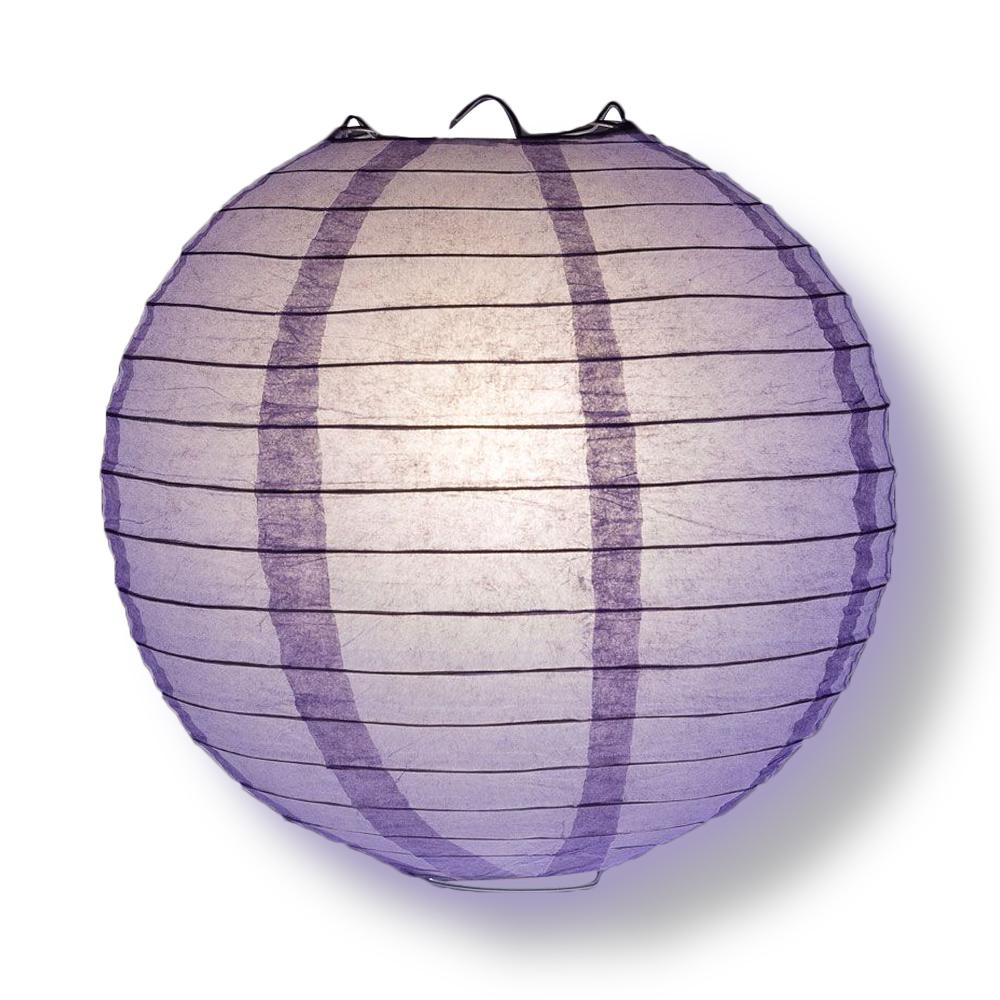 30&quot; Lilac Purple Jumbo Parallel Ribbing Round Paper Lantern - Luna Bazaar | Boho &amp; Vintage Style Decor