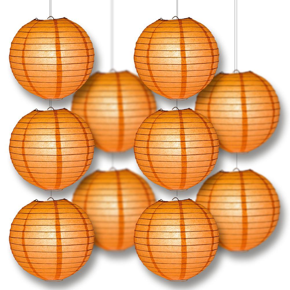 MoonBright Peach Orange Coral Paper Lantern 10pc Party Pack with Remote Controlled LED Lights Included - LunaBazaar - Discover. Decorate. Celebrate.