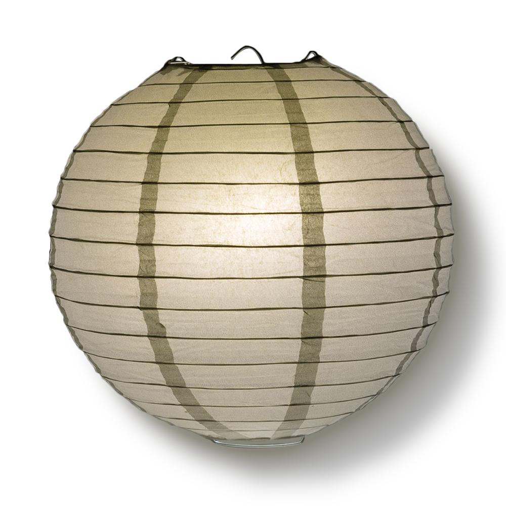 30 Inch Silver Jumbo Parallel Ribbing Round Paper Lantern - Luna Bazaar | Boho &amp; Vintage Style Decor