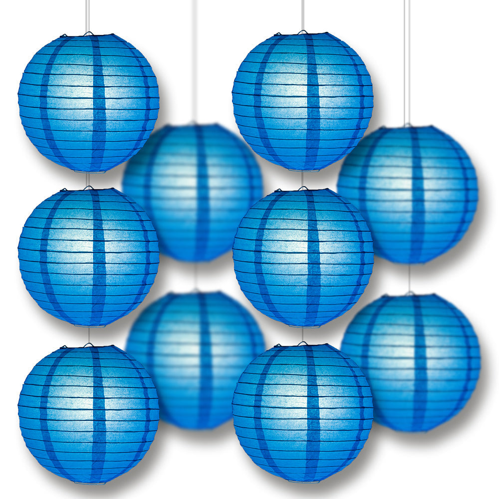 MoonBright Turquoise Blue Paper Lantern 10pc Party Pack with Remote Controlled LED Lights Included - LunaBazaar - Discover. Decorate. Celebrate.