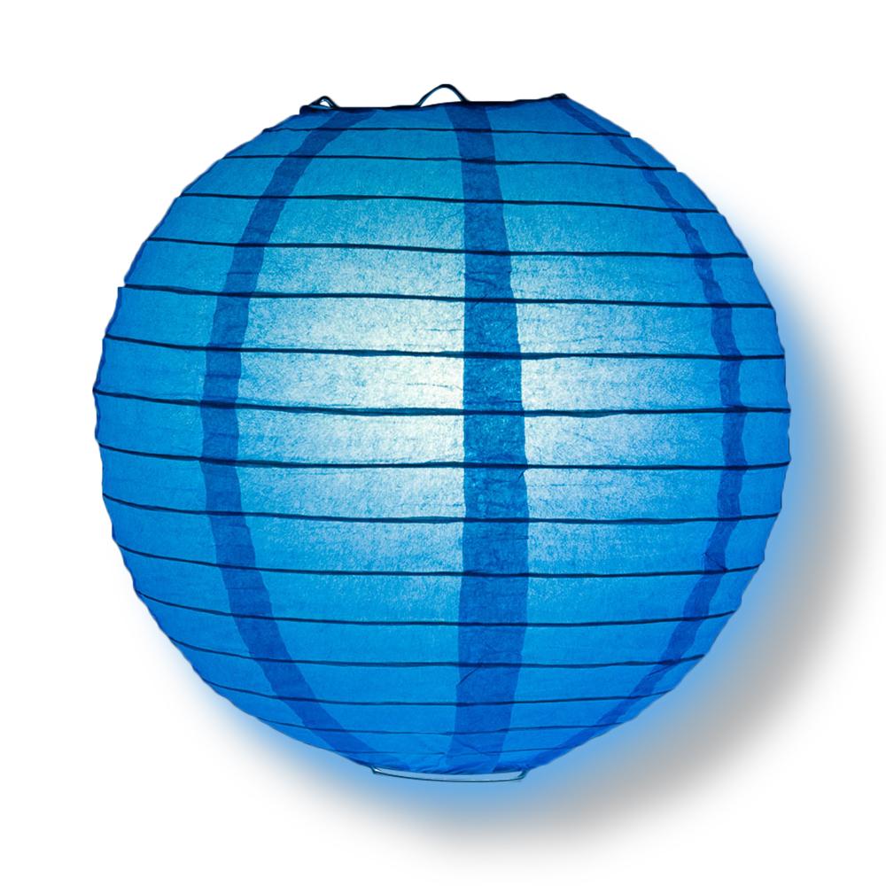 8/12/16&quot; Turquoise Parallel Ribbing Round Paper Lanterns (3-Pack Cluster) - Luna Bazaar | Boho &amp; Vintage Style Decor