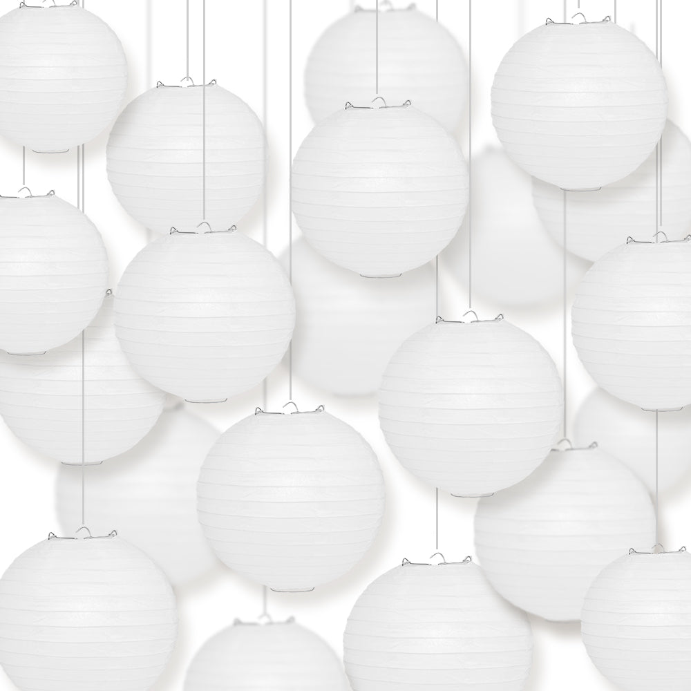 100-Pack 36 Inch White Parallel Ribbing Jumbo Paper Lantern - Luna Bazaar | Boho & Vintage Style Decor