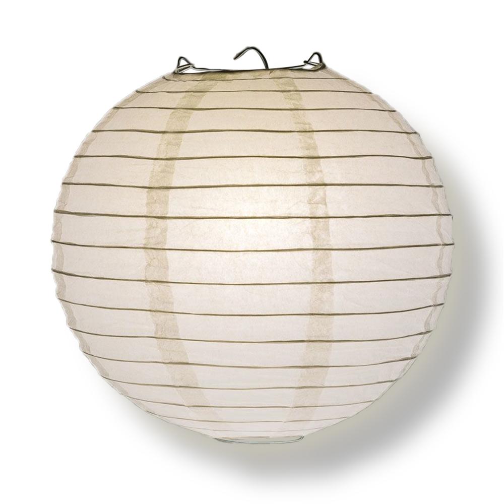 6-Pack 16 Inch White Parallel Ribbing Round Paper Lanterns - Luna Bazaar | Boho &amp; Vintage Style Decor