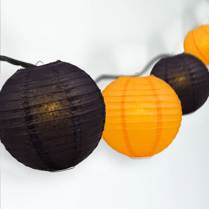 Halloween Black and Orange Paper Lantern String Light Party Decoration COMBO Kit (31 FT, EXPANDABLE, White Cord) - Luna Bazaar | Boho &amp; Vintage Style Decor