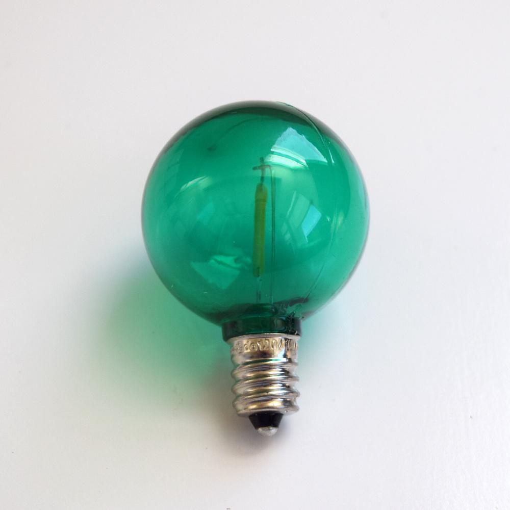 Green LED Filament G40 Globe Shatterproof Energy Saving Colored Light Bulb, Dimmable, 1W,  E12 Candelabra Base - Luna Bazaar | Boho &amp; Vintage Style Decor