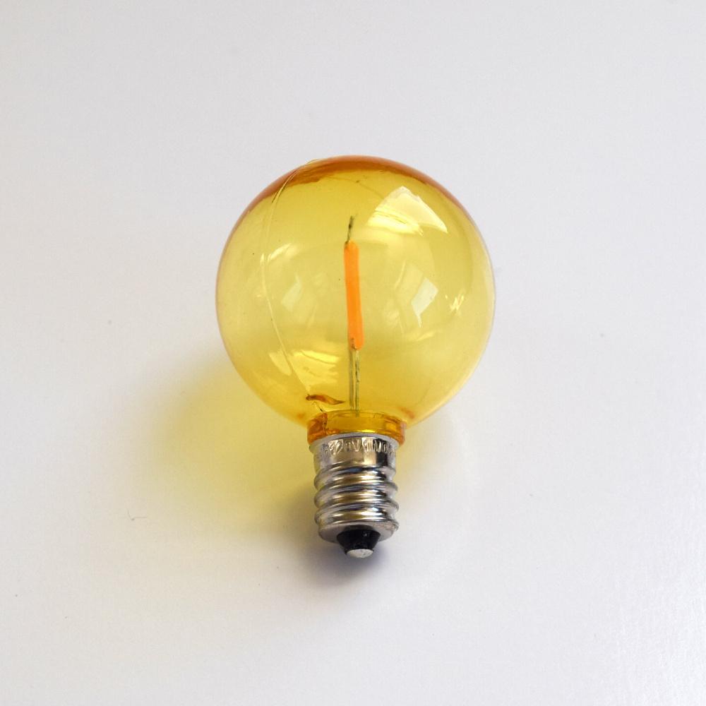 Yellow LED Filament G40 Globe Shatterproof Energy Saving Colored Light Bulb, Dimmable, 1W,  E12 Candelabra Base - Luna Bazaar | Boho &amp; Vintage Style Decor