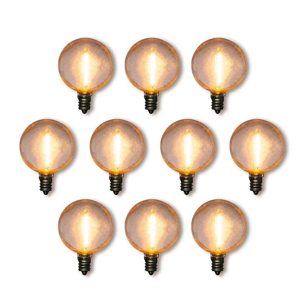 10-Pack LED Filament G50 Globe Shatterproof Light Bulb, Dimmable, 1W, E12 Candelabra Base - Luna Bazaar | Boho &amp; Vintage Style Decor
