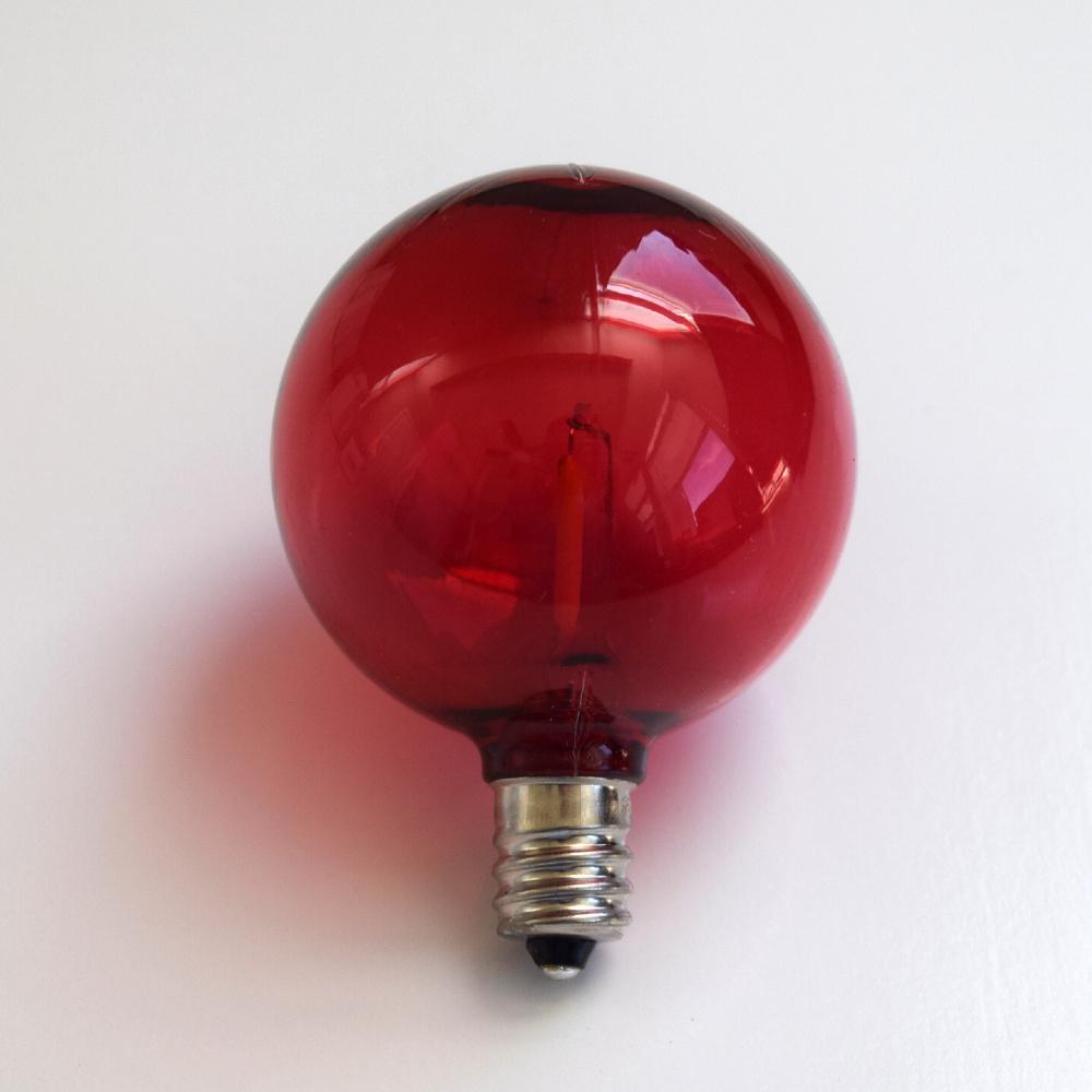 10-PACK Red LED Filament G50 Globe Shatterproof Energy Saving Color Light Bulb, Dimmable, 1W,  E12 Candelabra Base