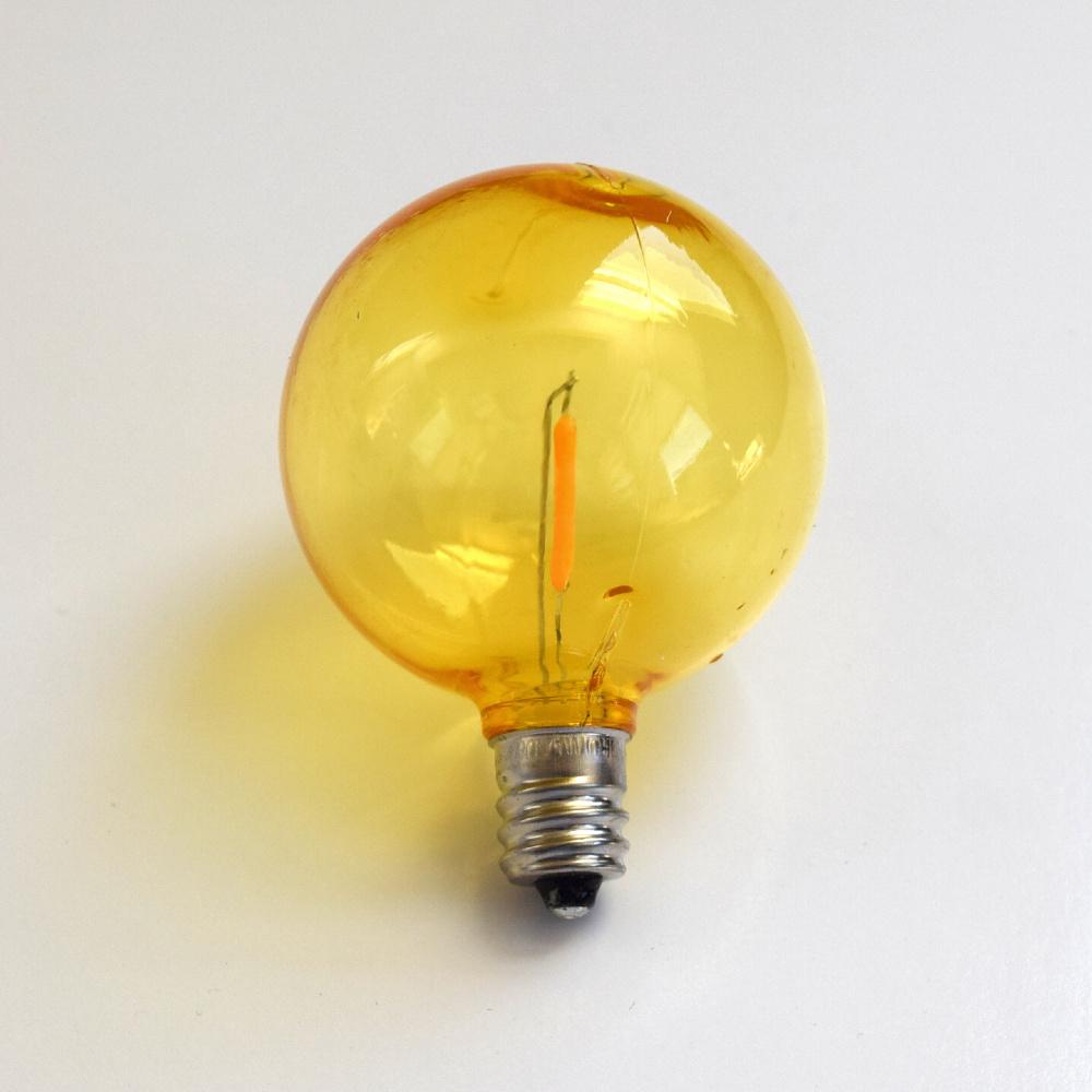 Yellow LED Filament G50 Globe Shatterproof Energy Saving Colored Light Bulb, Dimmable, 1W,  E12 Candelabra Base - Luna Bazaar | Boho & Vintage Style Decor