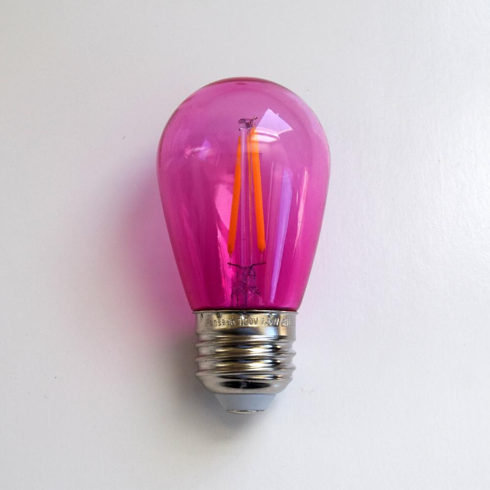 Fuchsia / Hot Pink LED Filament S14 Shatterproof Energy Saving Colored Light Bulb, Dimmable, 2W, E26 Medium Base - Luna Bazaar | Boho &amp; Vintage Style Decor