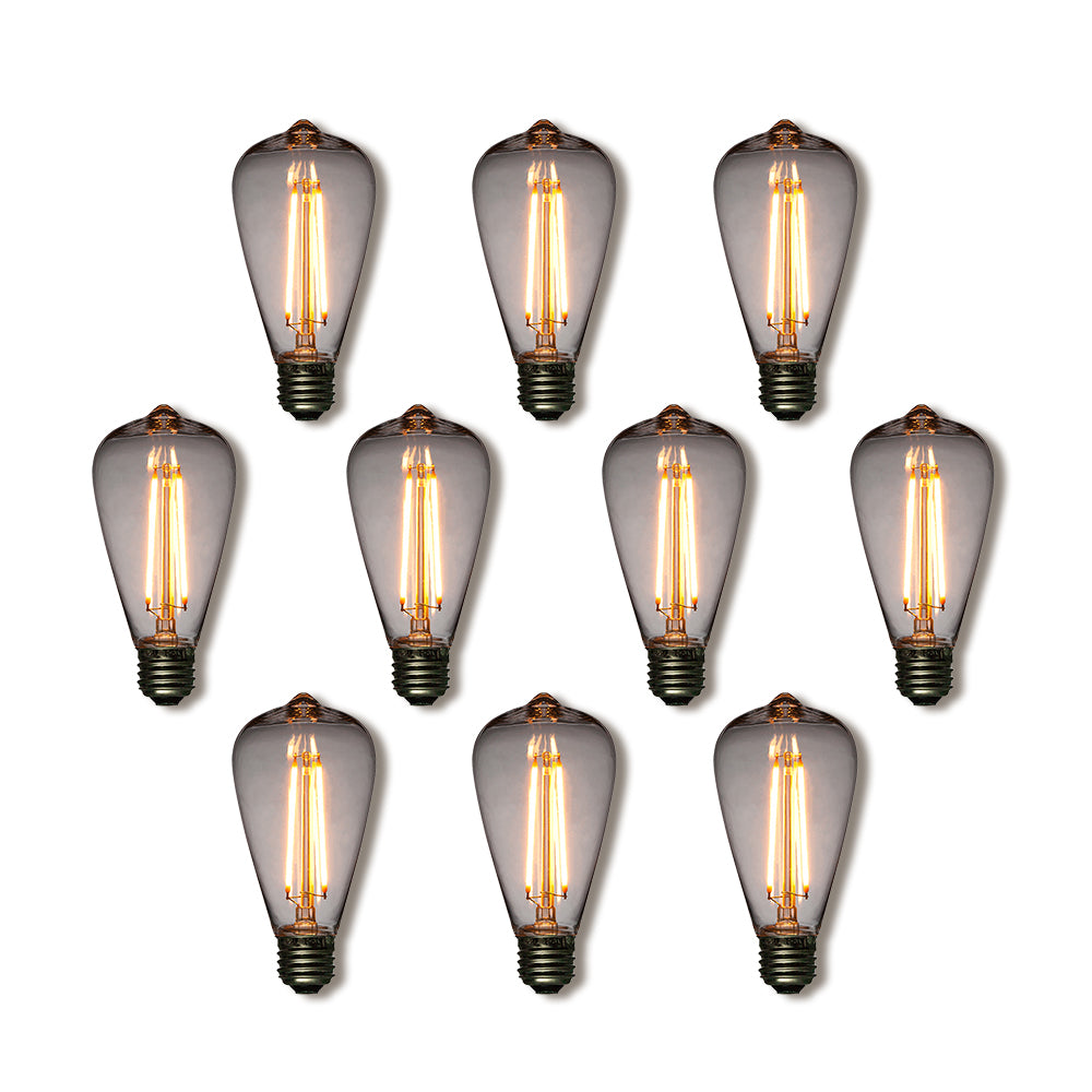 10-Pack LED Filament ST64 Shatterproof Light Bulb, Dimmable, 2W, E26 Medium Base - Luna Bazaar | Boho &amp; Vintage Style Decor