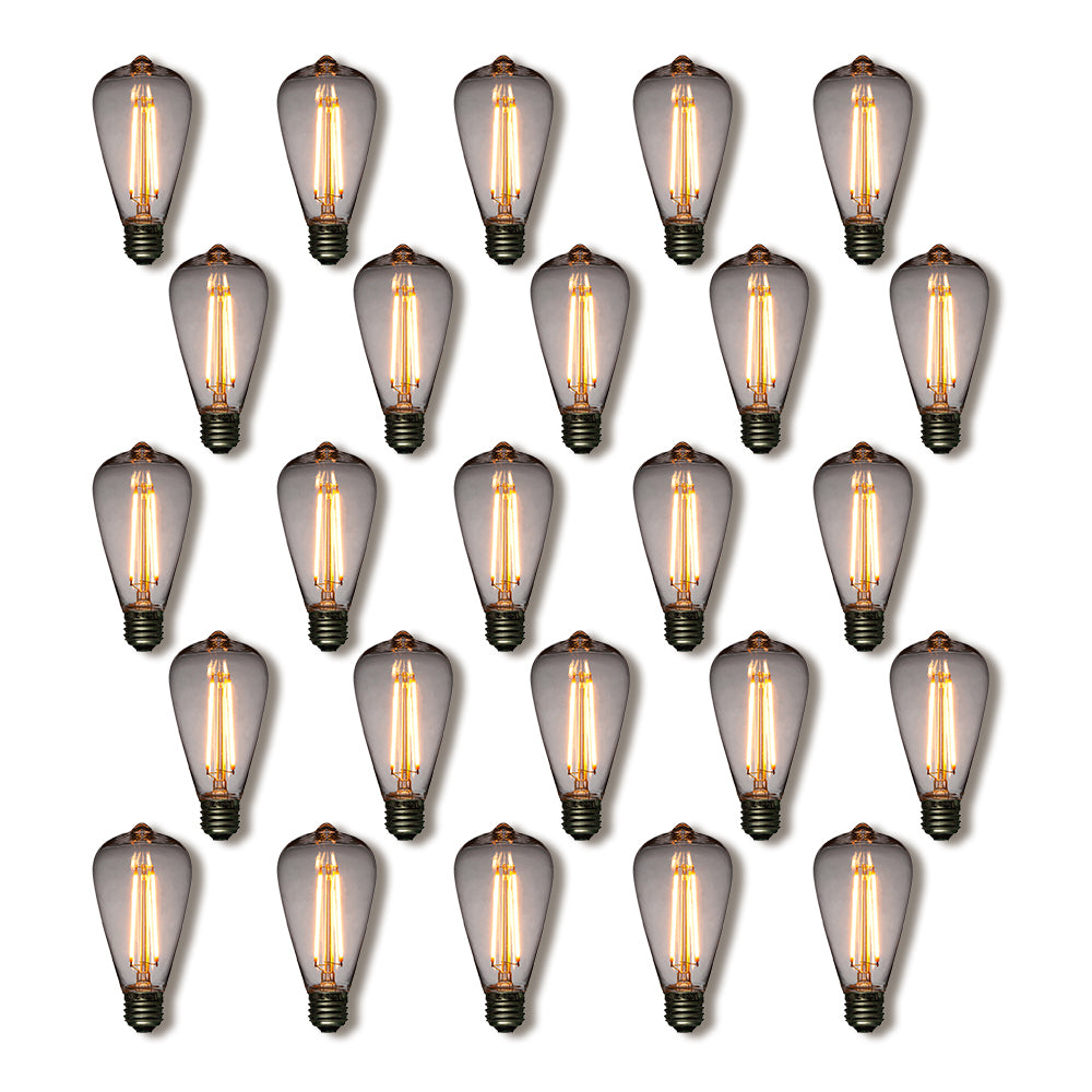 25-Pack LED Filament ST64 Shatterproof Light Bulb, Dimmable, 2W, E26 Medium Base - Luna Bazaar | Boho &amp; Vintage Style Decor