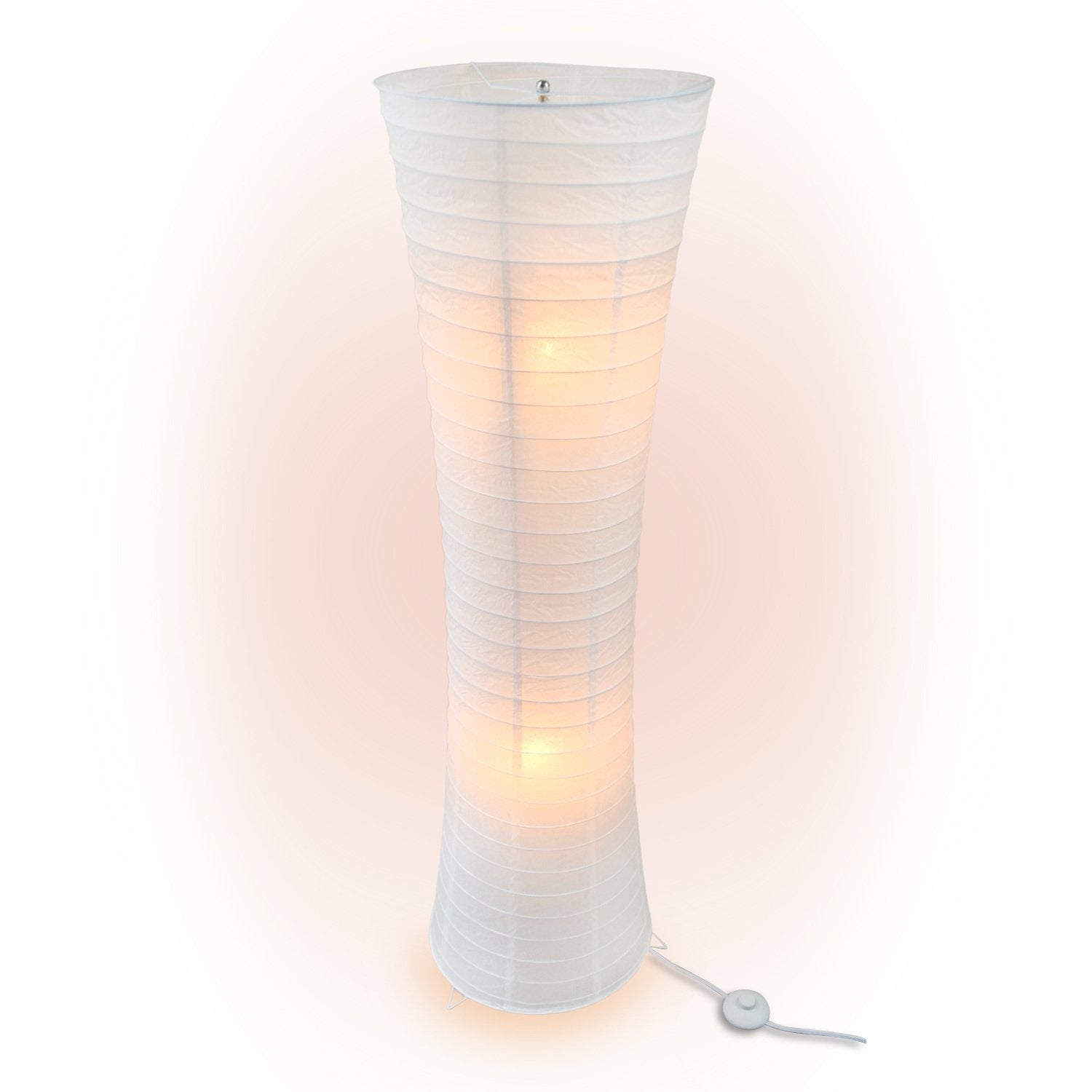 4-FT Cylinder Paper Lantern Standing Floor Lamp with Foot Switch, 14-inch x 48-inch - Luna Bazaar | Boho & Vintage Style Decor