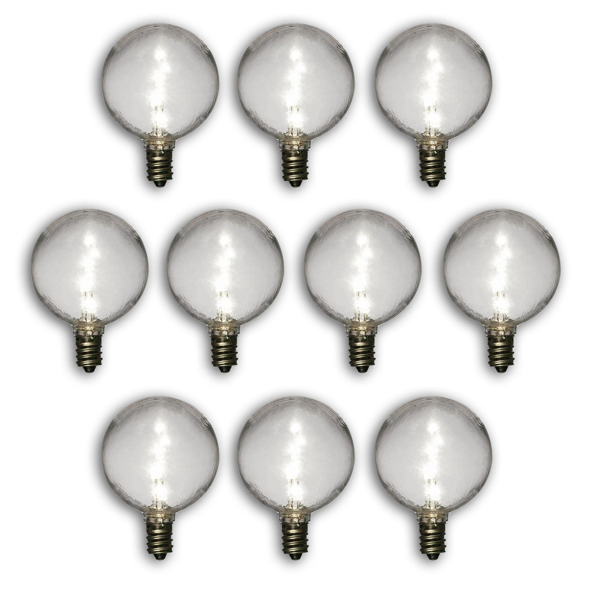 10-PACK White .7-Watt LED G50 Globe Light Bulb, E12 Candelabra Base, Shatterproof - Luna Bazaar | Boho &amp; Vintage Style Decor