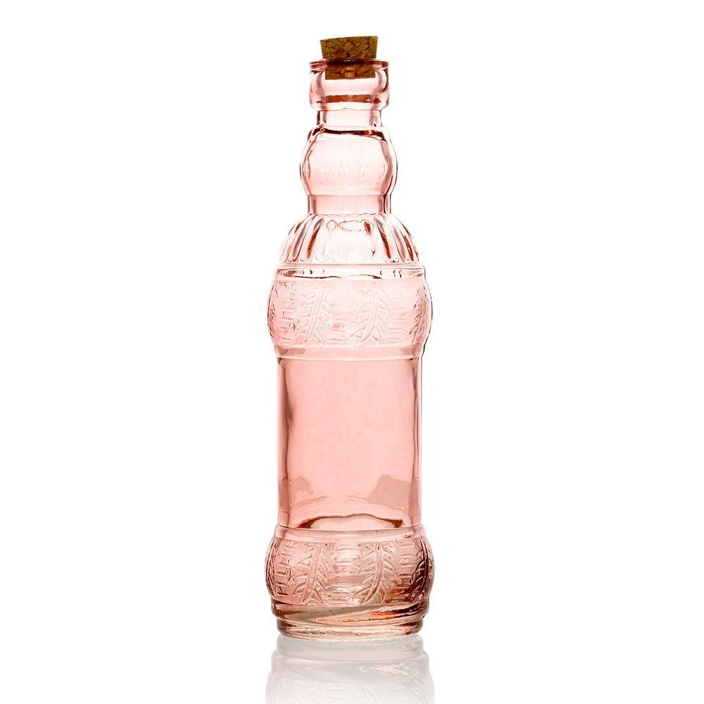 Royal Flush Pink Vintage Glass Bottles Set - (5 Pack, Assorted Designs)