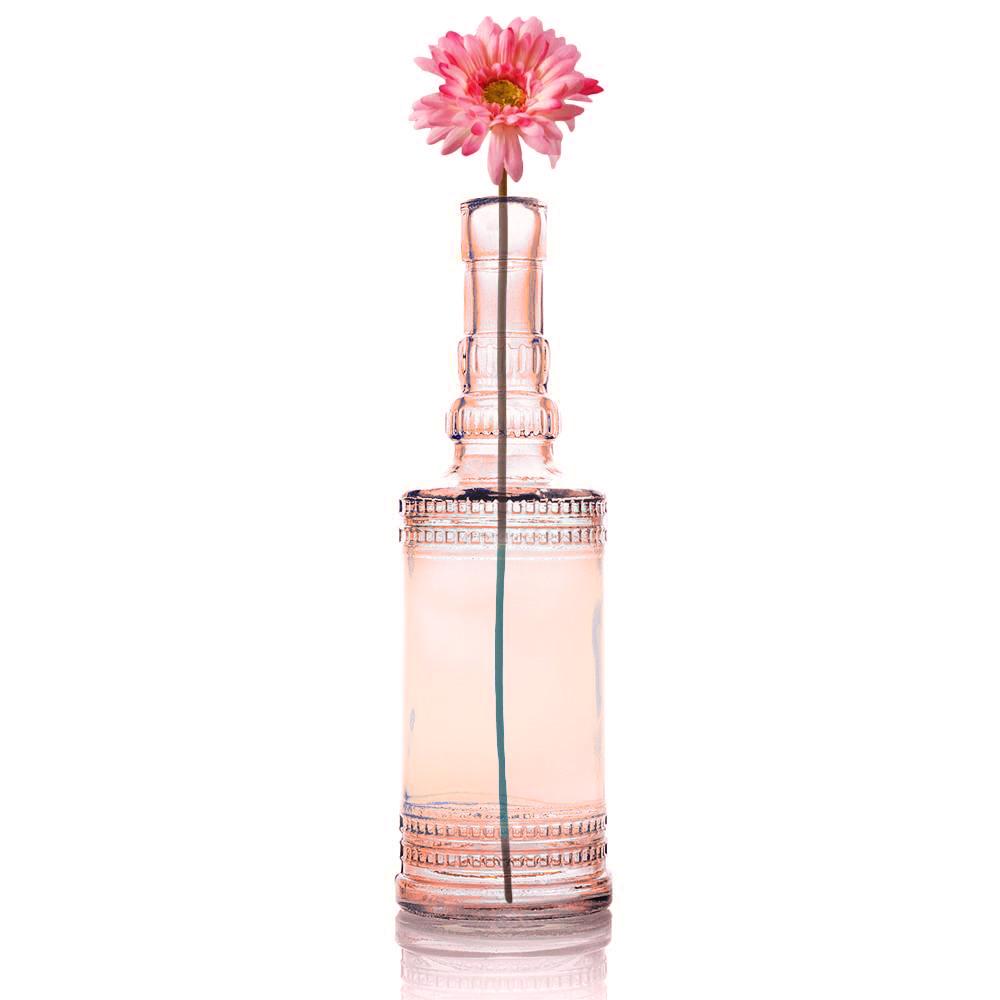 Vintage Romance Pink Vintage Glass Bottles Set - (6 Pack, Assorted Designs)