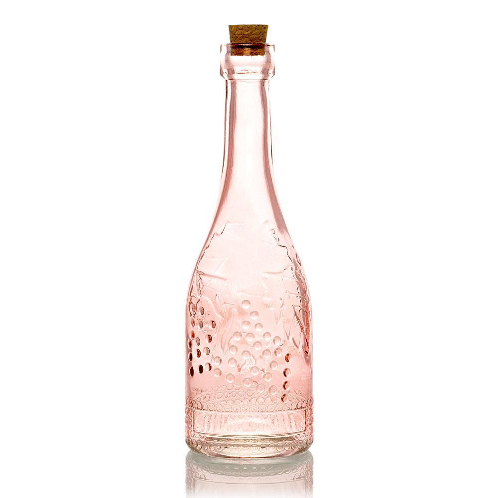 Bohemian Chic Pink Vintage Glass Bottles Set - (5 Pack, Assorted Designs)