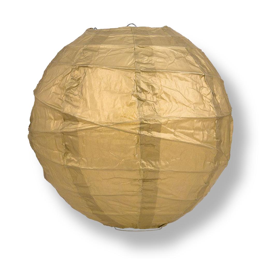 16 Inch Gold Free-Style Ribbing Round Paper Lantern - Luna Bazaar | Boho &amp; Vintage Style Decor