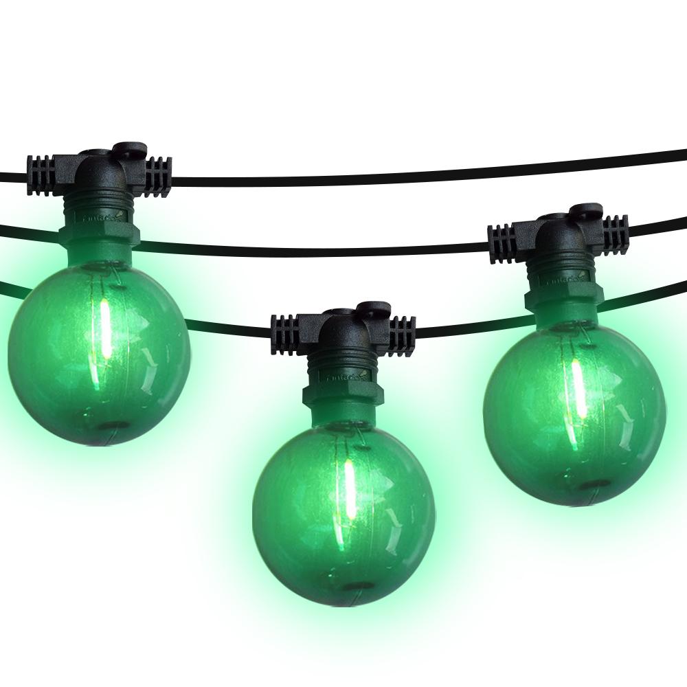 50 Socket Multi-Color Socket Outdoor Commercial String Light Set, 54 FT Black Cord w/ 1-Watt Shatterproof LED Bulbs, Weatherproof SJTW