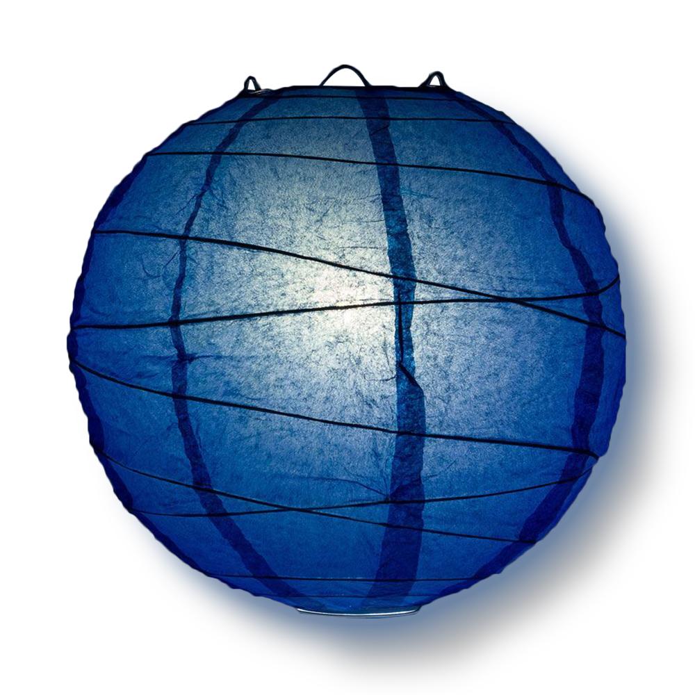 8/12/16&quot; Dark Blue Round Paper Lanterns, Irregular Ribbing (3-Pack Cluster) - Luna Bazaar | Boho &amp; Vintage Style Decor