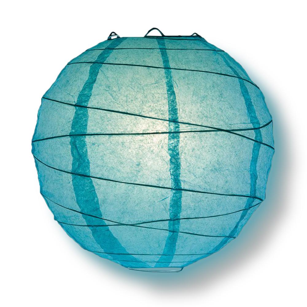 8/12/16&quot; Water Blue Round Paper Lanterns, Irregular Ribbing (3-Pack Cluster) - Luna Bazaar | Boho &amp; Vintage Style Decor