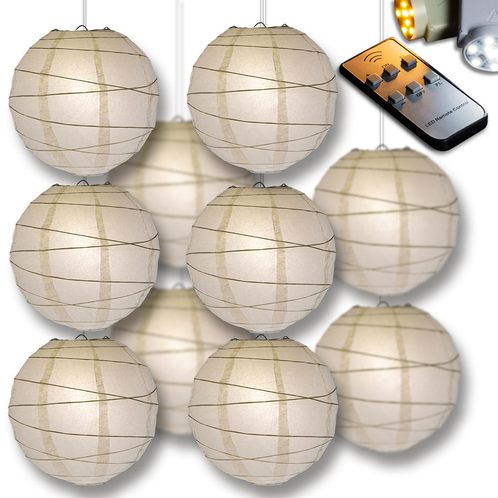 Warm White Crisscross Paper Lantern 10pc Party Pack with Remote Controlled LED Lights Included