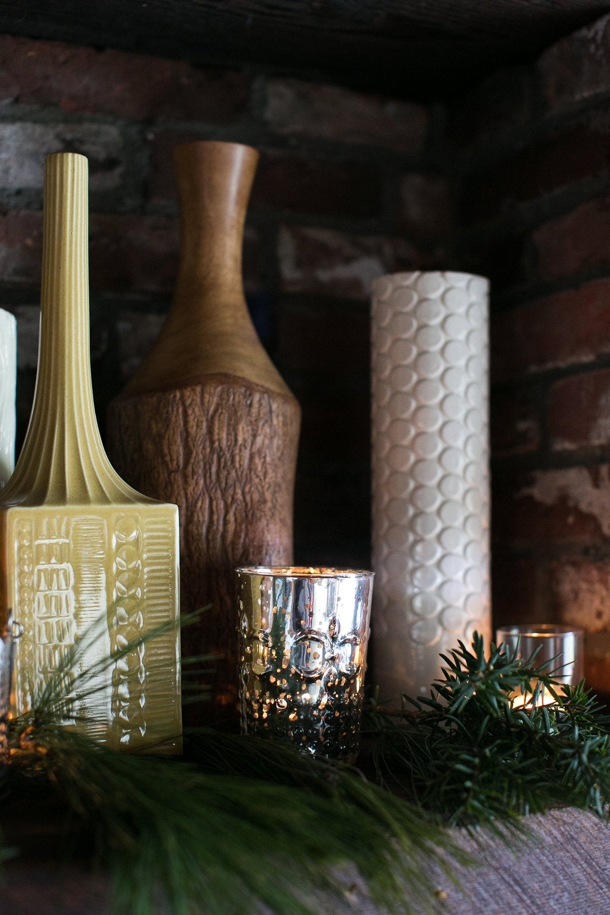 Vintage Mercury Glass Candle Holder (4-Inch, Fleur Design, Flower Motif, Silver) - For Home Decor, Party Decorations, and Wedding Centerpieces - LunaBazaar.com - Discover. Decorate. Celebrate.