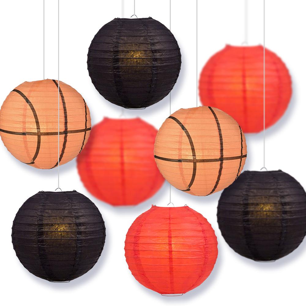 Kentucky College Basketball Red, Black 14-inch Paper Lanterns 8pc Combo Party Pack - Luna Bazaar | Boho &amp; Vintage Style Decor