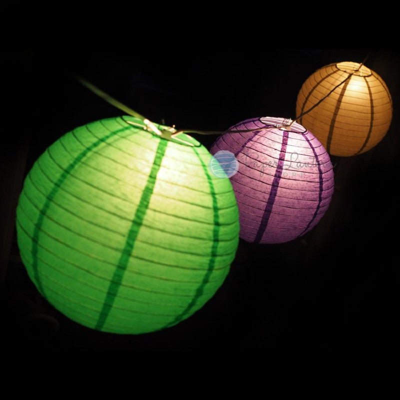 12&quot; Mardi Gras Carnaval Festive Paper Lantern String Light COMBO Kit (31 FT) - LunaBazaar.com - Discover. Decorate. Celebrate.