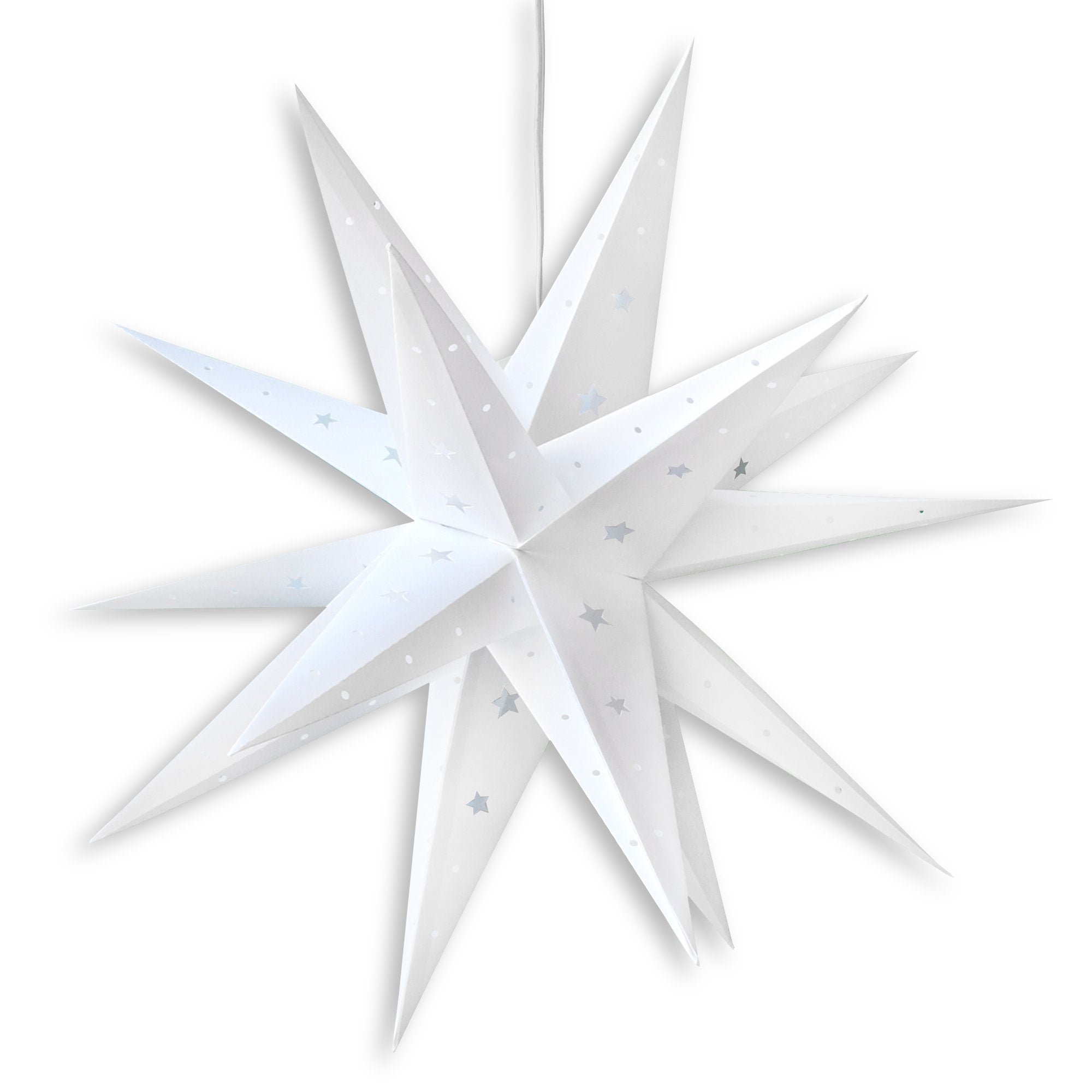 23" White Moravian Weatherproof Star Lantern Lamp, Multi-Point Hanging Decoration (Shade Only)