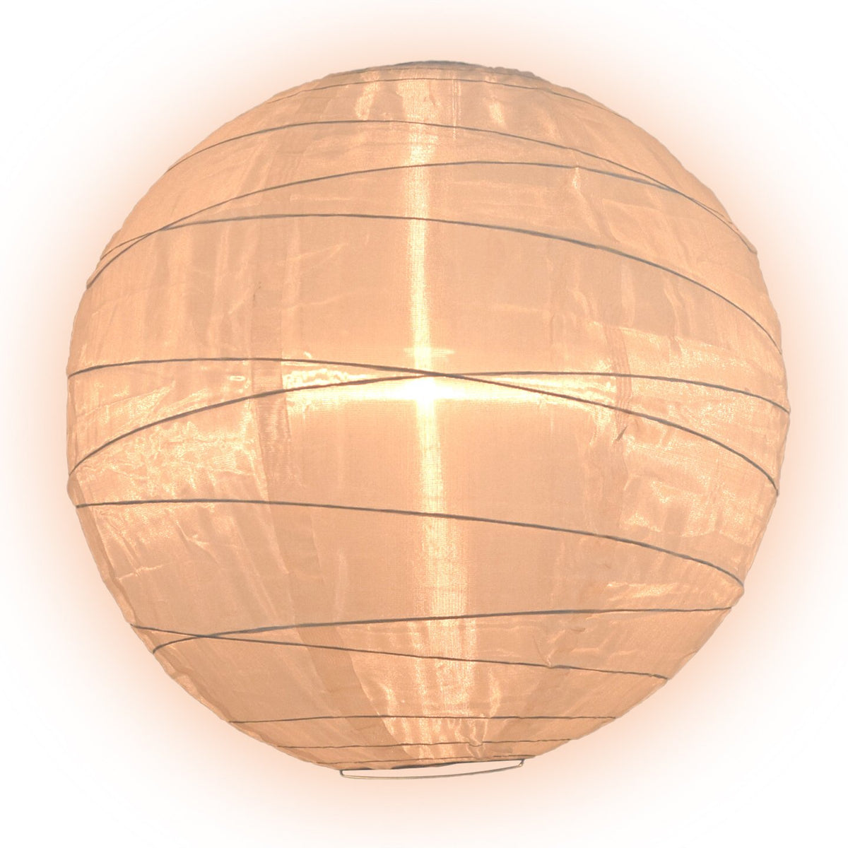 24 Inch Beige Shimmering Nylon Lantern, Free-Style Ribbing, Durable, Hanging - LunaBazaar.com - Discover. Decorate. Celebrate.