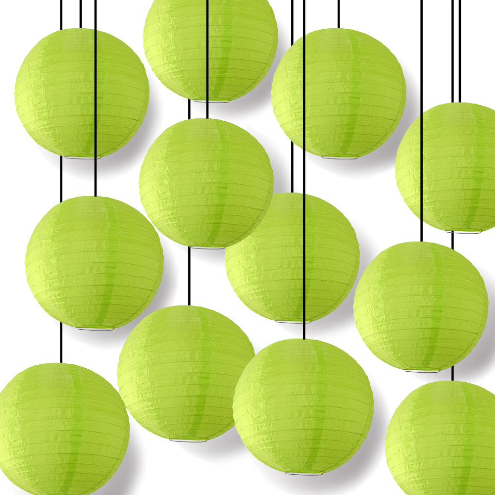 BULK PACK (12) 24 Inch Apple Green Shimmering Nylon Lantern, Even Ribbing, Durable, Hanging Decoration - LunaBazaar.com - Discover. Celebrate. Decorate.