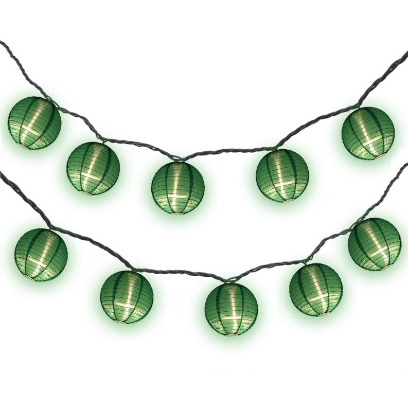 4&quot; Emerald Green Round Shimmering Nylon Lantern Party String Lights (8FT, Expandable)