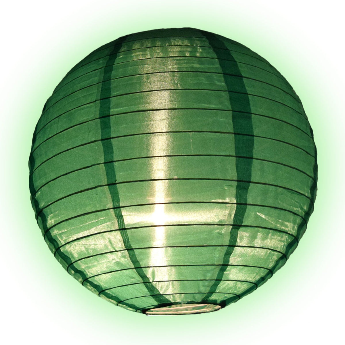 BLOWOUT 16 Inch Emerald Green Shimmering Nylon Lantern, Parallel Ribbing, Durable, Hanging Decoration - Luna Bazaar | Boho &amp; Vintage Style Decor